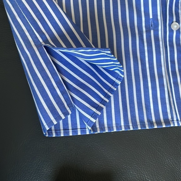 Jones New York Dress Women Size S Blue White Striped Button Front Shirt Dress - Picture 9 of 12